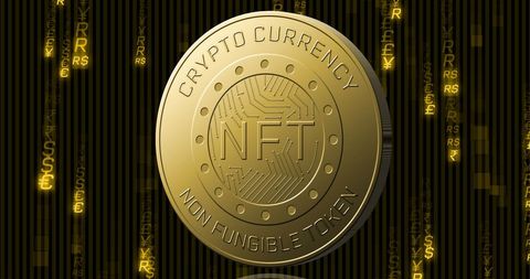 Spinning Golden NFT Coin Surrounded by Currency Symbols - Download Free Stock Images Pikwizard.com