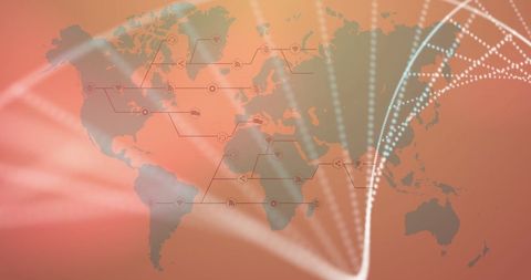 global network connections on world map with abstract data flow - Download Free Stock Images Pikwizard.com