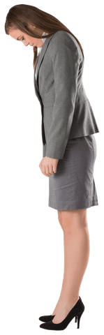 Transparent Businesswoman Standing Bowingly in Profile View