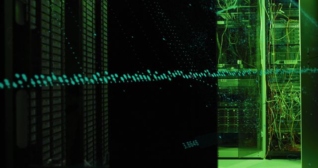 Graphs and Changing Numbers In Data Server Room - High-Tech Digital Composite - Download Free Stock Images Pikwizard.com