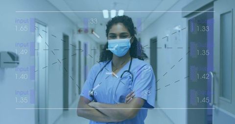 Confident nurse analyzing medical data in hospital environment