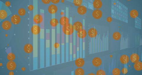 Financial Data Analysis with Floating Dollar Symbols Concept