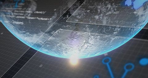 Futuristic Digital Globe with Holographic Data Interface