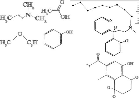 Digitized chemical formula on transparent background with copy space