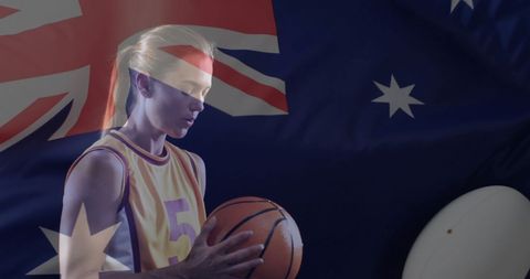 Female Basketball Player Standing Proud with Australian Flag