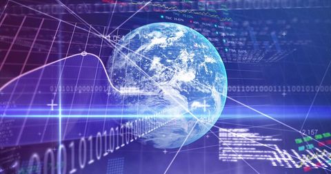 Global Data Processing with Binary Code and Digital Earth - Download Free Stock Images Pikwizard.com