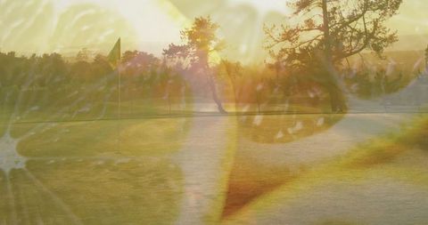 Sunrise Putting Green with Citrus Overlay, Vibrant Morning Serenity