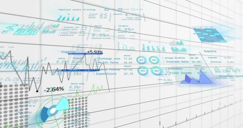 Futuristic Financial Data Hologram on White Grid Background - Download Free Stock Images Pikwizard.com