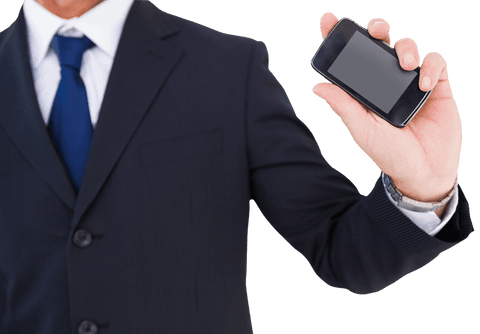 transparent businessman holding smartphone in suit - Download Free Stock Videos Pikwizard.com