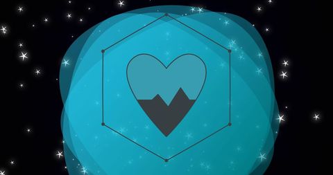 Digital heartbeat monitor icon on starry background
