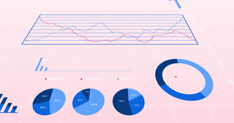 Animated Business Data Visualization on Pink Background