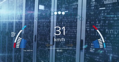 digital interface overlay on server room concept - Download Free Stock Images Pikwizard.com