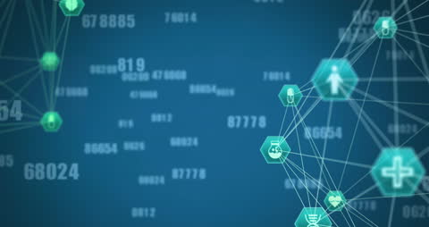 Digital Network with Connected Icons and Infrastructure