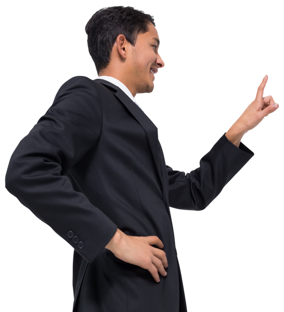 Smiling Businessman Pointing, Transparent Background - Download Free Stock Videos Pikwizard.com