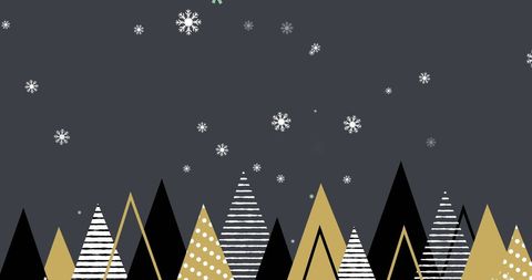 Winter Wonderland with Snowflakes and Golden Trees