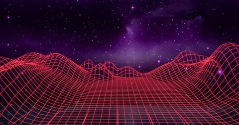 Abstract Red Mesh Metaverse Horizon on Starry Sky - Download Free Stock Images Pikwizard.com