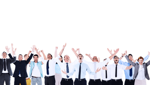 Diverse Business Team Raising Hands on Transparent Background - Download Free Stock Videos Pikwizard.com