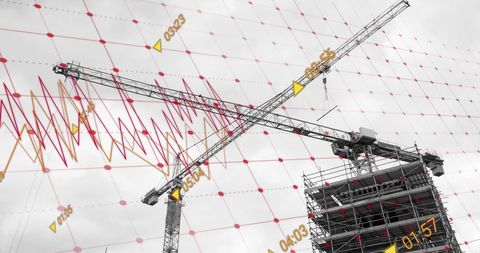 Construction Crane with Financial Data Overlay Concept - Download Free Stock Images Pikwizard.com