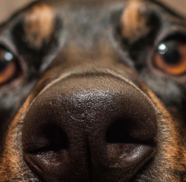 Image of close up of frontview of dog's head with copy space. Animal, pet, breed and dog concept.
