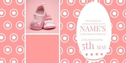 Elegant pink baby christening invitation design