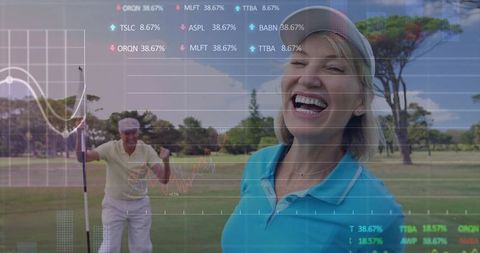 Happy Golf Partners Celebrating Success Amidst Financial Growth