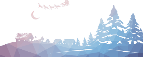 Transparent winter wonderland with santa flying sleigh