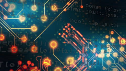 Data Processing Animation on Circuit Board