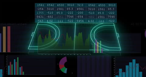 3D Neon Soccer Field with Data Analysis Interface