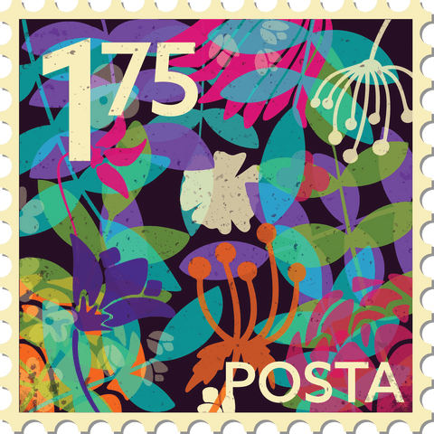 colorful floral postage stamp on transparent background - Download Free Stock Videos Pikwizard.com