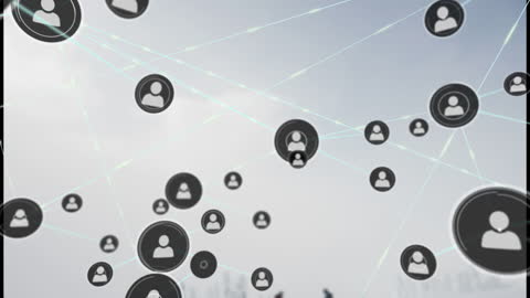 Digital Network of Social Connections Against Grey Background