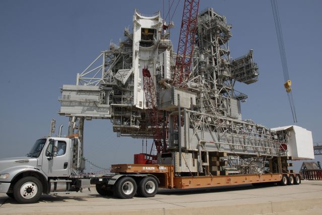 Orbiter Access Arm on Trailer at Kennedy Space Center for Conversion - Download Free Stock Images Pikwizard.com