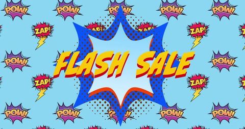 Retro Comic Style Flash Sale Announcement with Speech Bubbles