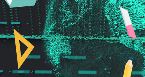 Animating Educational Icons with Futuristic Digital Data Streams