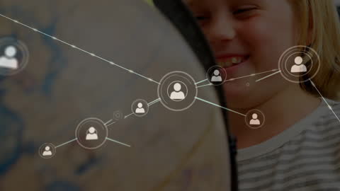 Child Learning Geography on Digital Interactive Globe