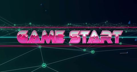 Futuristic Neon Game Start Animation with Network Grid