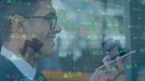 Businessman Analyzing Stock Market Data with Phone