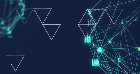 Abstract Geometric Shapes and Digital Icons on Blue Background - Download Free Stock Images Pikwizard.com