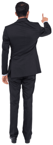 Transparent Businessman Pointing with Confidence on Isolated Background