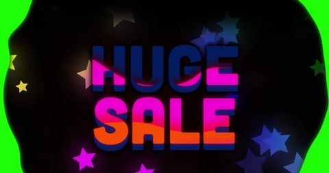 Colorful Huge Sale Text with Star Background