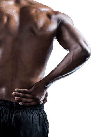 Transparent Image of Athlete with Hand on Sore Back