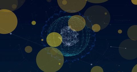 Abstract Global Connections and Data Network with Yellow Spots - Download Free Stock Images Pikwizard.com