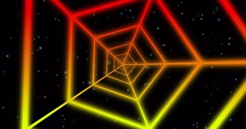 Colorful Neon Tunnel with Dynamic Shapes in Space