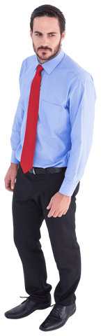 Serious Businessman in Blue Shirt and Red Tie on Transparent Background - Download Free Stock Videos Pikwizard.com