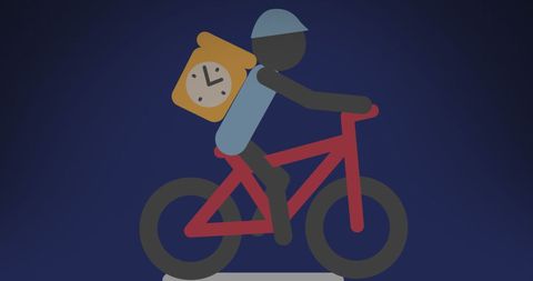 Delivery Cyclist Abstract Illustration with Clock Motif - Download Free Stock Images Pikwizard.com