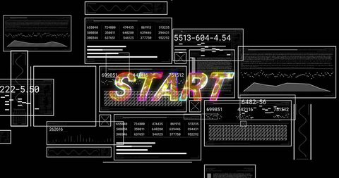 Colorful 'Start' Text Displayed Over Digital Dashboard Interface - Download Free Stock Images Pikwizard.com