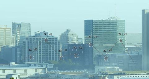 Data Visualization Over Modern Cityscape