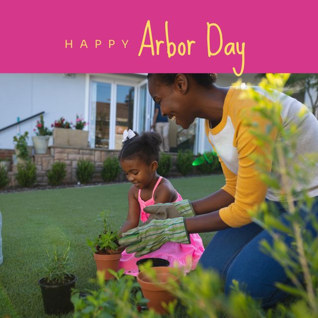 African American Mother and Daughter Celebrating Arbor Day by Gardening - Download Free Stock Templates Pikwizard.com