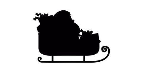 Santa Claus Silhouette Sleigh Full of Christmas Gifts