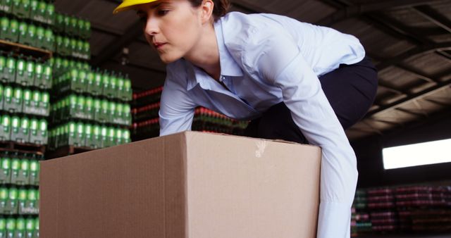 Warehouse Worker Lifting Heavy Box with Caution - Download Free Stock Images Pikwizard.com