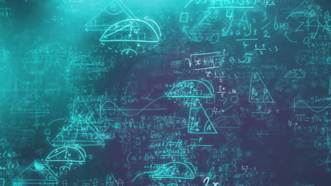 Digital Animation of Math Equations and School Icons Background